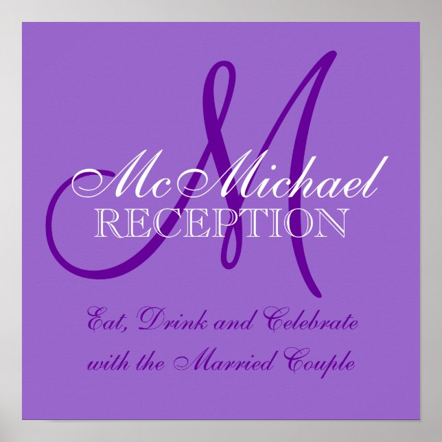 Purple Personalised Wedding Reception Sign (Front)