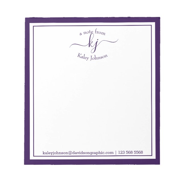 Purple Personalized | From The Desk Of Notepad (Front)