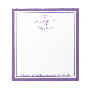 Purple Personalized   From The Desk Of Notepad