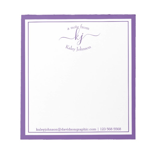 Purple Personalized | From The Desk Of Notepad (Front)