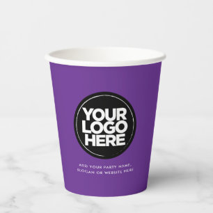 Purple   Personalized Logo and Text Paper Cups
