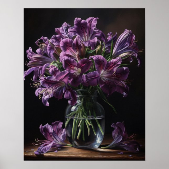 Purple Peruvian Lily Flowers Art Print Poster (Front)