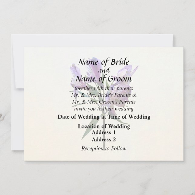 Purple Peruvian Lily Invitation (Front)