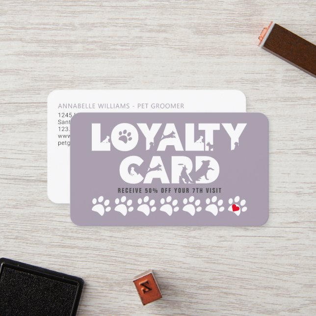 Purple Pet Grooming Loyalty Card (Front/Back In Situ)