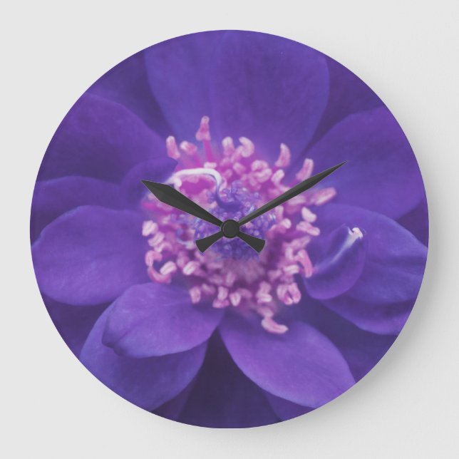 Purple Petal Mandala Wall Clock (Front)