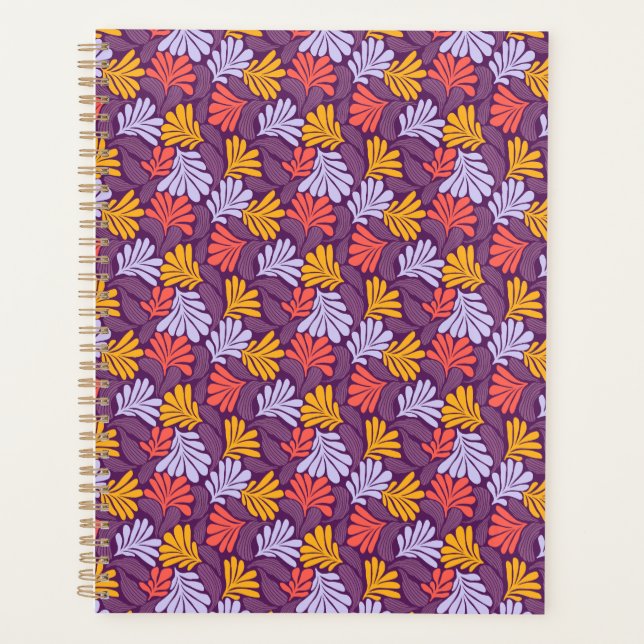 Purple Petal Pattern Spiral Journal Planner (Front)