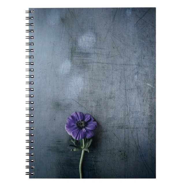 Purple petaled flower on grey surface notebook (Front)
