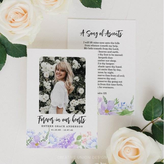 Purple Petals Forever In Our Hearts Prayer Card (Creator Uploaded)