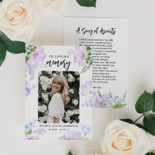 Purple Petals In Loving Memory Prayer Card