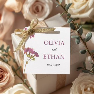 Purple Petunia Floral Wedding Favor Tag