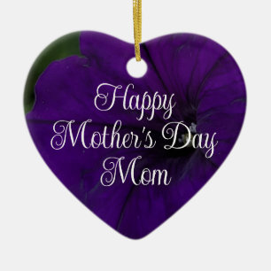 Purple Petunia Photo Best Mom Ever Mother's Day Ceramic Tree Decoration
