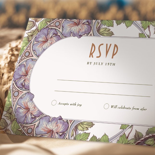 Purple Petunia Wedding RSVP Insert Vintage Nouveau Invitation (Creator Uploaded)