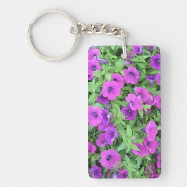 Purple Petunias Acrylic Keychain (Front)