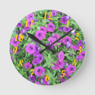 Purple Petunias Clock