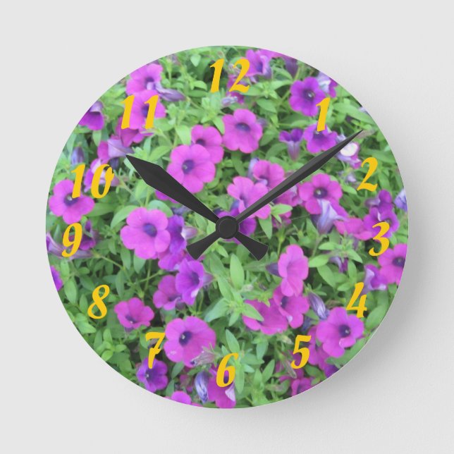 Purple Petunias Clock (Front)