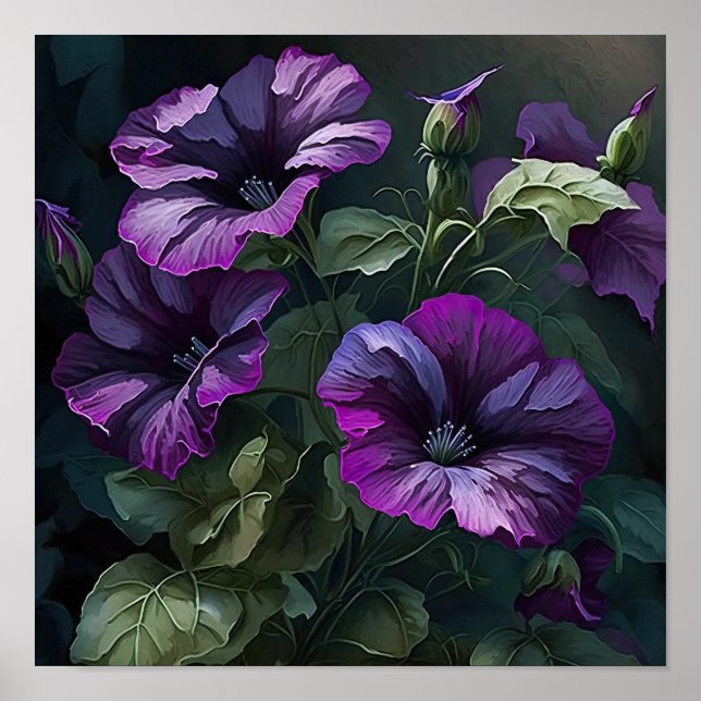 Purple Petunias Flower Art Print Poster (Front)