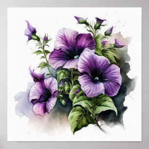 Purple Petunias Flower Art Print Poster