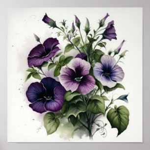 Purple Petunias Flower Art Print Poster