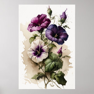 Purple Petunias Flower Art Print Poster