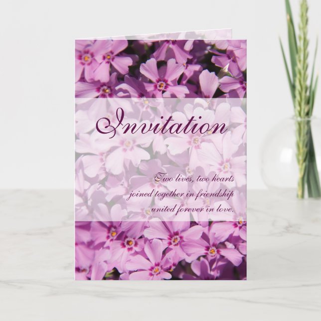 Purple Phlox • Wedding Invitation Card (Front)