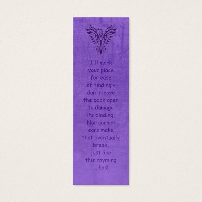 Purple Phoenix Rising, leather-effect bookmark (Front)