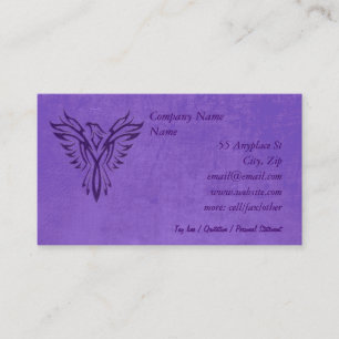 Purple Phoenix Rising, leather texture effect Business Card