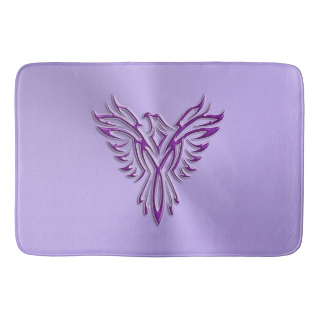 Purple Phoenix Rising on burnished-look lilac Bath Mat (Front)