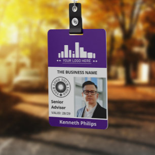 Purple Photo & 2 Logos Employee ID ID Badge