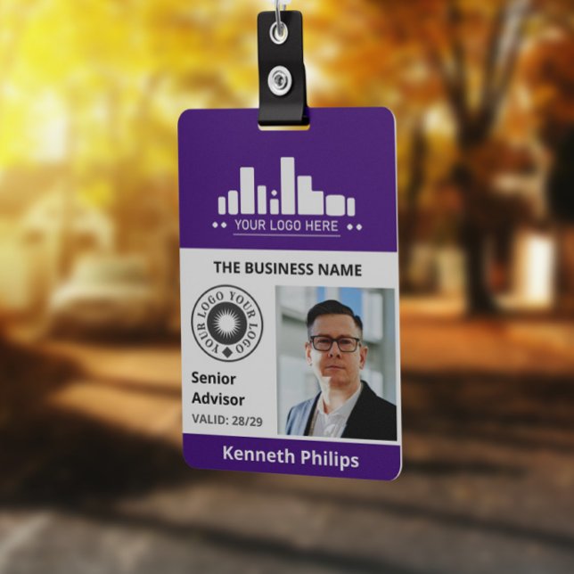 Purple Photo & 2 Logos Employee ID ID Badge (Creator Uploaded)