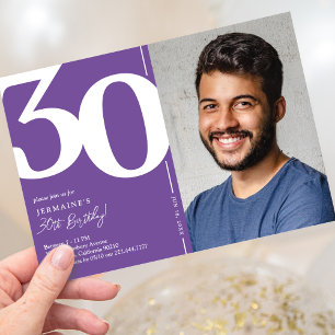 Purple Photo 30th Birthday Party Invitation
