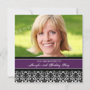 Purple Photo 50th Birthday Party Invitations