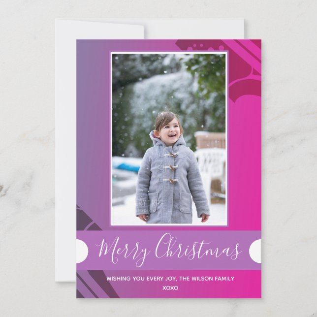 Purple Photo Christmas Holiday Card (Front)