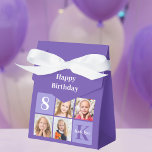 Purple Photo Collage Kids Birthday Party Favour Box<br><div class="desc">Cute 4 photo personalised happy birthday party purple folded favour boxes for a little girl. Celebrate your child's birthday with beautiful photographs of them on this add your own photographs with violet squares. Add their name and age.</div>