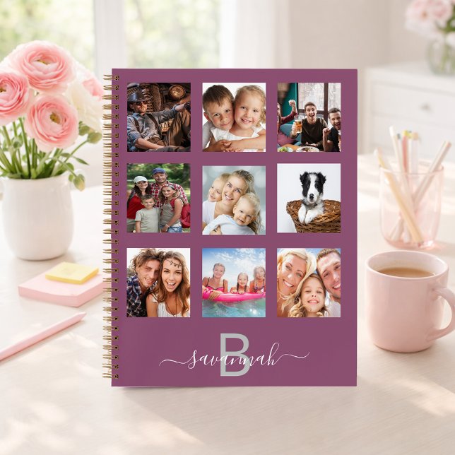 Purple photo collage monogram modern diary notebook (Creator Uploaded)