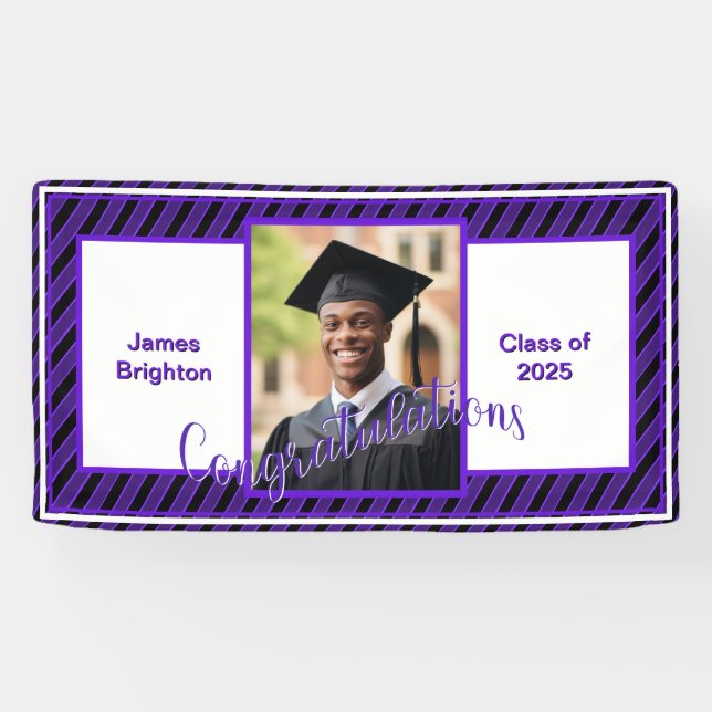 Purple Photo Graduation Banner (Horizontal)