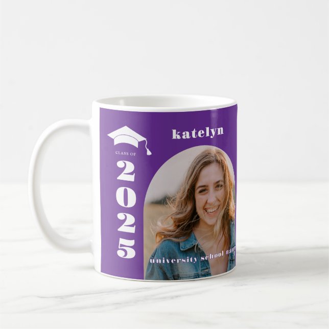 Purple Photo Graduation Coffee Mug (Left)