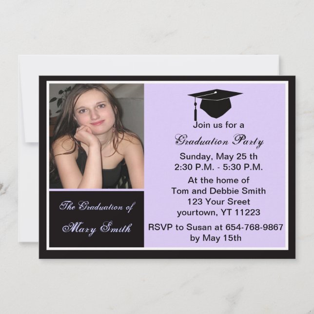 Purple Photo Graduation Party Invitation (Front)