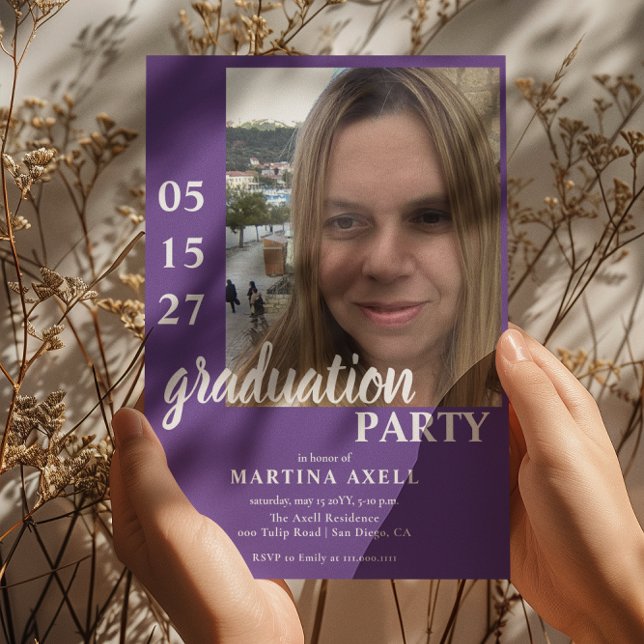 Purple Photo Graduation Party Invitation (Creator Uploaded)