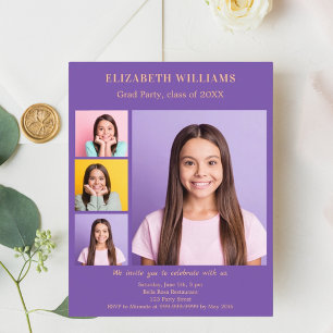 Purple photo Graduation Party invitation