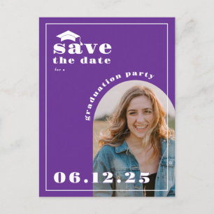 Purple Photo Graduation Party Save the Date Postcard