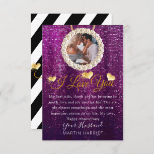 Purple Photo I Love You Anniversary Card For Wife