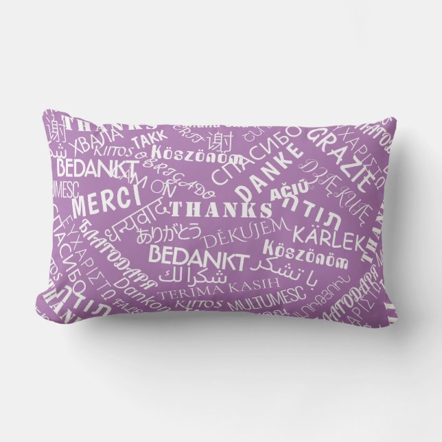 Purple Pillow Multilingual Thank Your Text (Front)