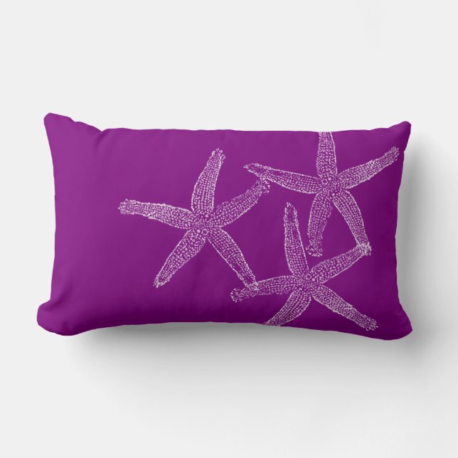 Purple Pillow with White Starfish (Front)