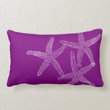 Purple Pillow with White Starfish