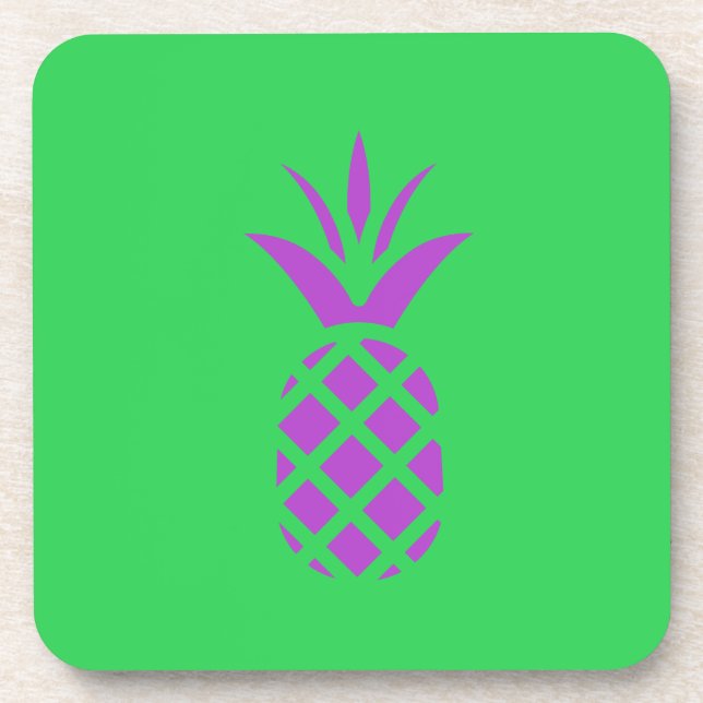 Purple pine apple in green. coaster (Front)
