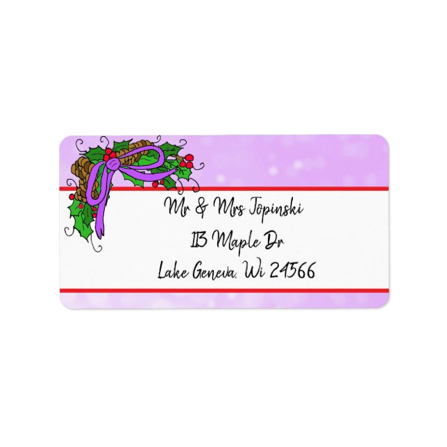 Purple Pine Cone Christmas Holidays Label (Front)