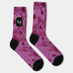 Purple pink abstract distressed pattern Monogram Socks