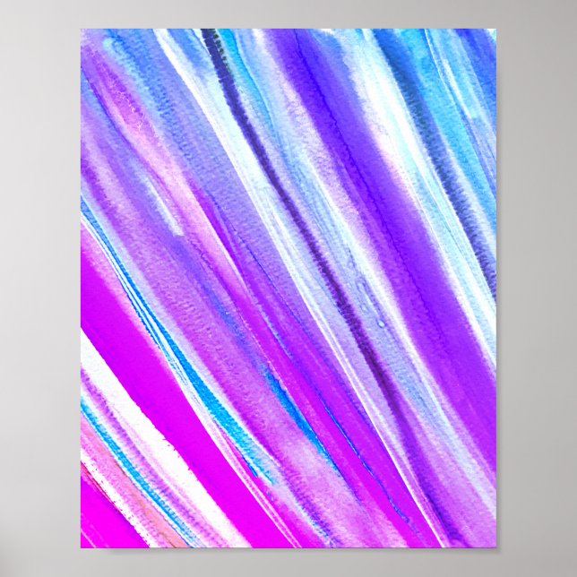 Purple Pink abstract Fun Watercolor Fashionable Poster (Front)