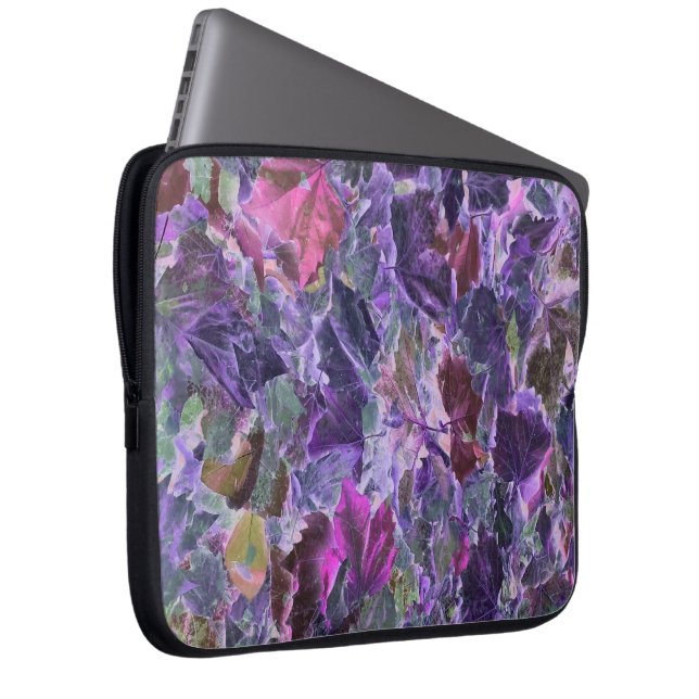 Purple Pink Abstract Leaves Nature Pattern Laptop Sleeve (Front Right)