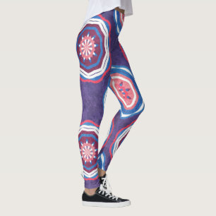 Purple Pink Abstract Mandala Leggings